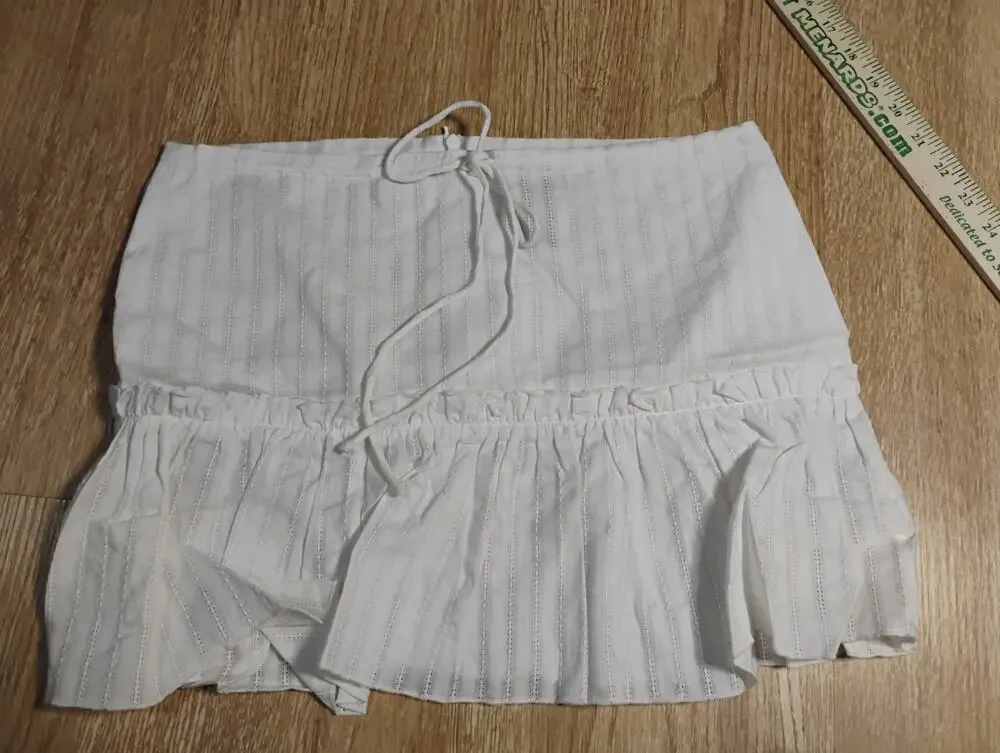 Mexx White Bubble Skirt Waist Mini Cotton Tiered A2718 Womens 0
